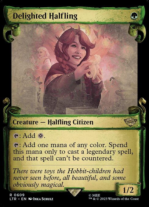 [Foil] LTR 609 Delighted Halfling (0609 - Scroll Showcase - Silver Foil) R