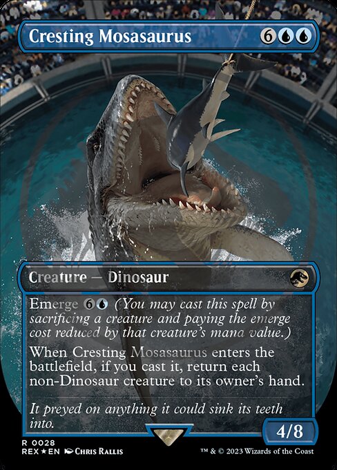 [Foil] REX 028 Cresting Mosasaurus (0028 - Emblem Foil) R