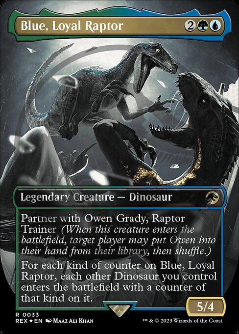 [Foil] REX 033 Blue, Loyal Raptor (0033 - Emblem Foil) R