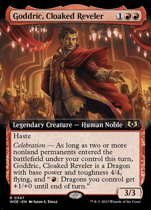 [Foil] WOE 347 Goddric, Cloaked Reveler (Extended Art) R