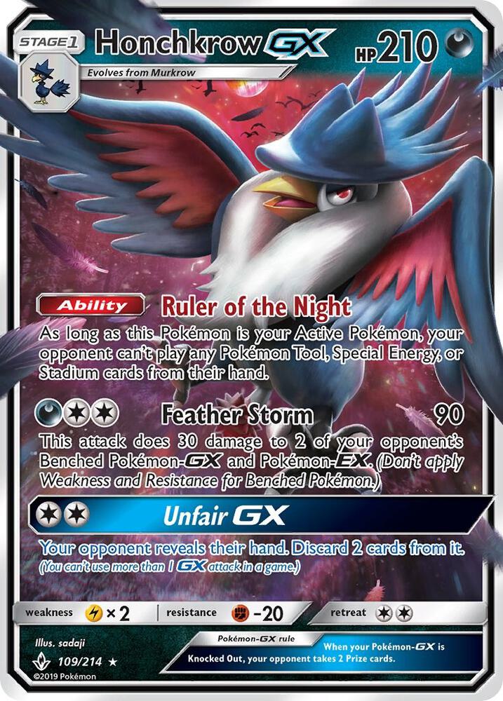 UNB 109/214 Honchkrow GX SR