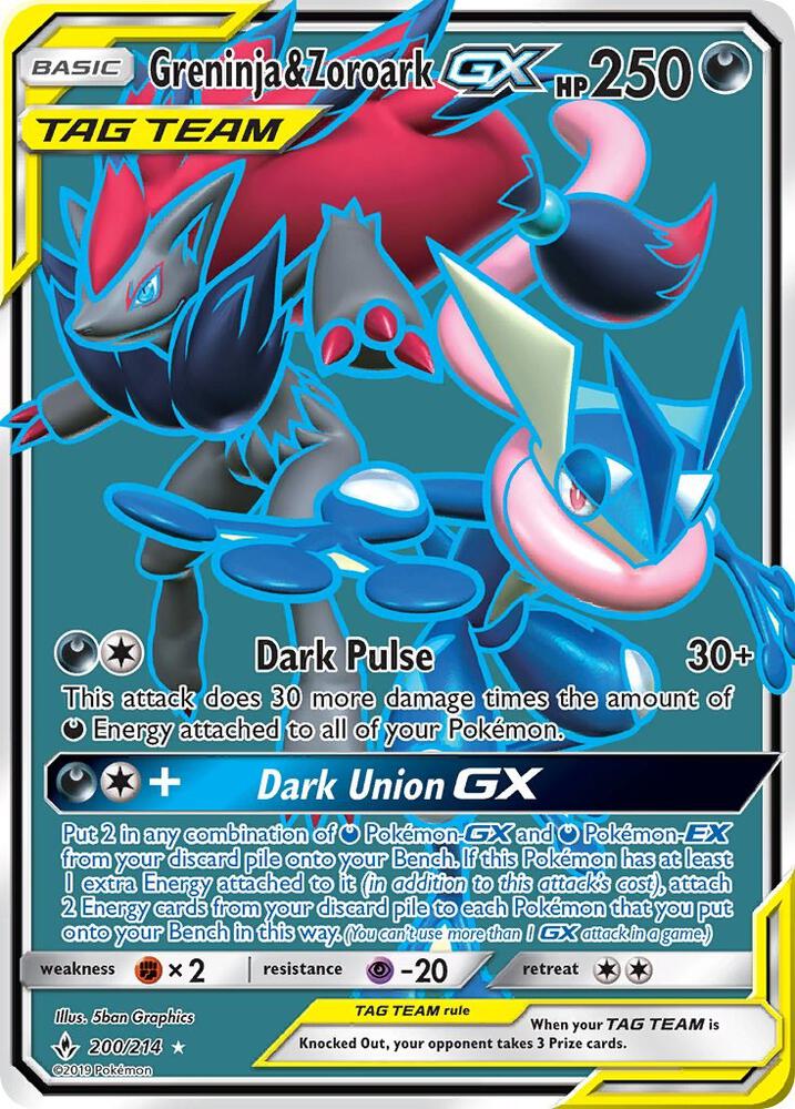 UNB 200/214 Greninja & Zoroark GX SR