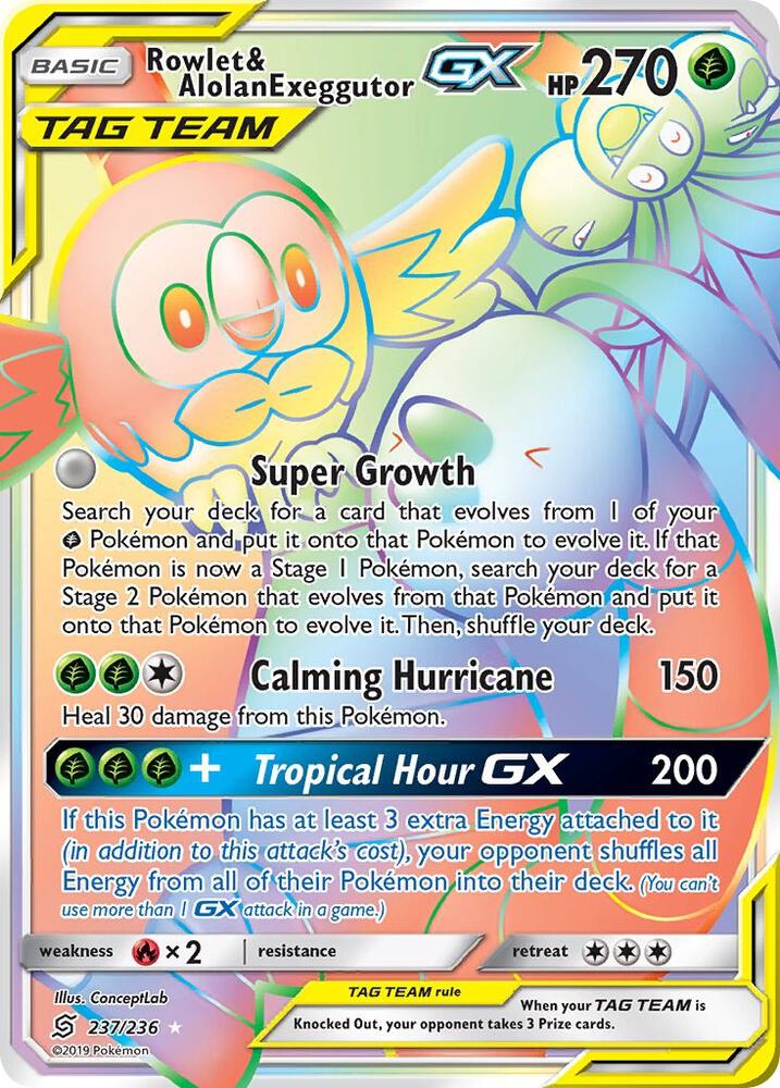 UNM 237/236 Rowlet & Alolan Exeggutor GX SR