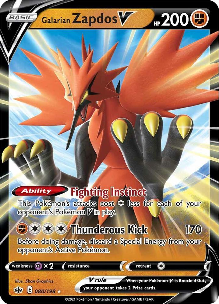 CRE 080/198 Galarian Zapdos V SR