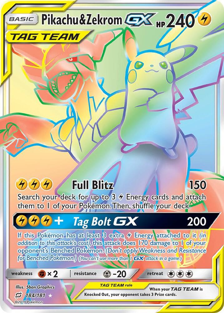 TEU 184/181 Pikachu & Zekrom GX SR