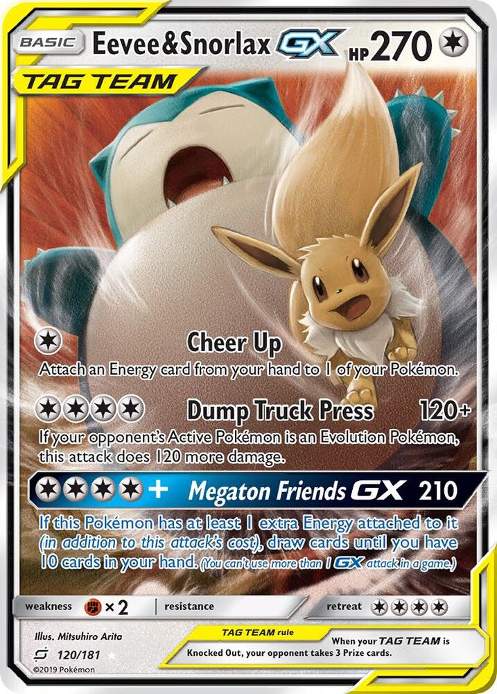 TEU 120/181 Eevee & Snorlax GX SR