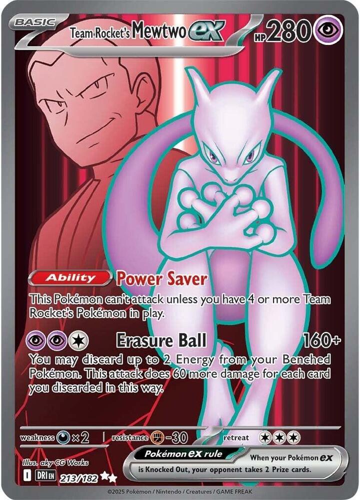 DRI 213/182 Team Rocket's Mewtwo ex SR