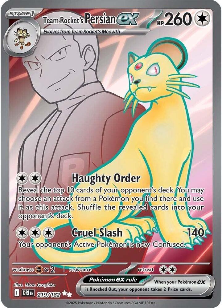 DRI 219/182 Team Rocket's Persian ex SR